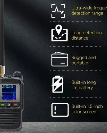 Drone Detector 3 language Handheld 30MHz-6.4GHz Ultra large gamme batterie 6000mah intégrée pour divers UAV Détection précise