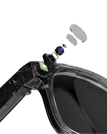 Innovation AI Smart Glass HD1080P Appareil photo Appel vocal Musique Caméra vidéo Bluetooth Caméra vidéo Micro DVR Surveillance Lunettes photo 200W