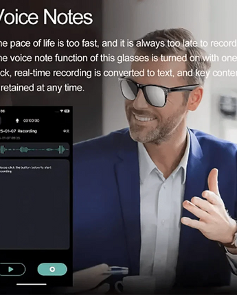 Innovation AI Smart Glass HD1080P Appareil photo Appel vocal Musique Caméra vidéo Bluetooth Caméra vidéo Micro DVR Surveillance Lunettes photo 200W