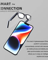 Innovation AI Smart Glass HD1080P Appareil photo Appel vocal Musique Caméra vidéo Bluetooth Caméra vidéo Micro DVR Surveillance Lunettes photo 200W